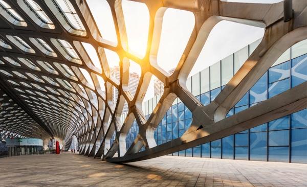 Interior of an abstract outdoor structure 