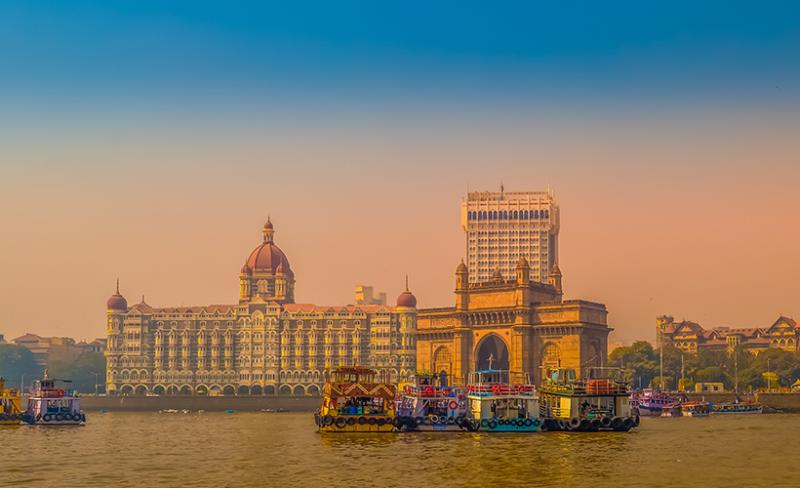 Taj Hotel in Mumbai at dusk