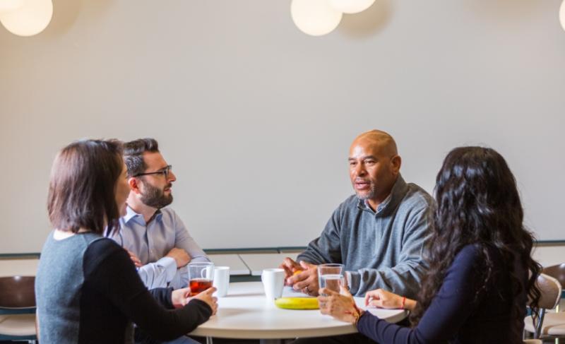 Group of people having lunch together