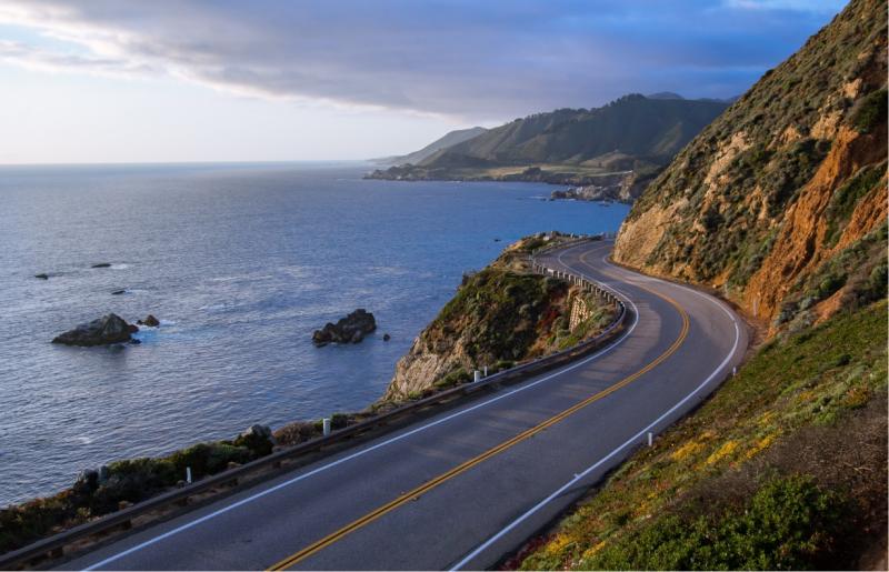 A highway on a rocky coastline